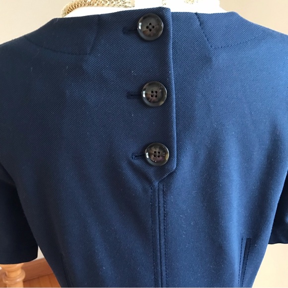 Banana Republic Blue Fit & Flare Midi 3 Black Buttons in Back Short Slee… - Picture 5 of 13